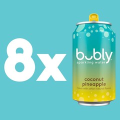 Bubly Summer Coconut Pineapple Sparkling Water, 12 fl oz, 8 Pack Cans-free ship