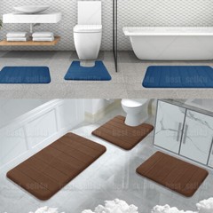 Memory Foam 3PCS Bathroom Rug Absorbent Bath Mat Set Small Large and Contour Rug