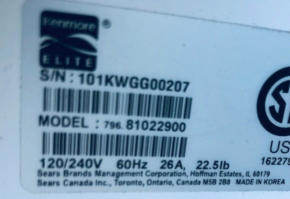 Kenmore Dryer not available