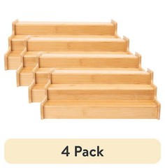 Bamboo Organizers Expandable Spice Rack, 3-Tier, 12.91-22.4×7.67×4.4 in