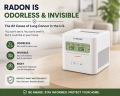 X-SENSE Radon Detector Alarm XR0A-SR Digital Radon Gas Monitor LCD Battery Power