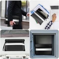 Black 13.9×10.6 Inch Fireproof Waterproof Document Money Bag Envelopes Cash