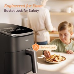 6Qt 9-in-1 TurboBlaze Air Fryer Ceramic Coating 90°-450°F Precise Heating