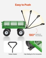680lb Steel Yard Cart 10in Wheels 3.33cu.ft Capacity Flatbed+Fenced Mode