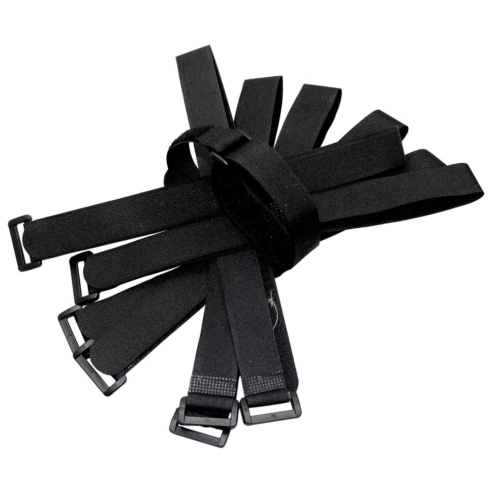10 pcs 20″ by 1″ Black Wrap Cable Ties Wire Cord Straps Reusable Hook & Loop