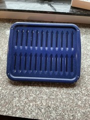 Blue Enamel Roasting Pan w/ Broiler Rack 16” x 12” Vintage Bakeware Oven Safe