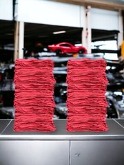 500 Pcs Red Shop Towels Jumbo 15×15 Cleaning Rags, A-Grade & Free Shipping