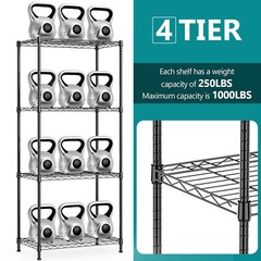 5-Tier Garage Rack Wire Unit Adjustable Storage Shelf Steel Heavy Duty Black 63″