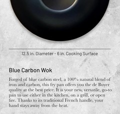 de Buyer – Blue Carbon Steel Wok Pan 2mm Thick 12.5” Diameter, – Made in France