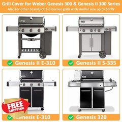 Weber Genesis 300 II 300 Series Grill Cover, 58″ Waterproof BBQ Cover