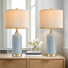 Luxurious 24.25” Energy Efficient LED Table Lamps Set in Blue for Cozy Spaces