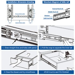 Heavy Duty Drawer Slides 300lbs Ball Bearing Full Extension 18″ – 40″ with Lock