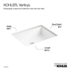 Verticyl 19.75 In. Undermount Rectangular Bathroom Sink with Overflow Drain in W