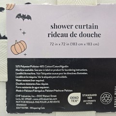 Peri Home Shower Curtain Whispering Cats Halloween Black & White 72 x 72 Anytime