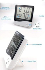 Thermometer Indoor Digital LCD Hygrometer Temperature Humidity Meter Alarm Clock