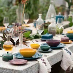 Le Creuset Plates 17cm Set of 4 Botanique Collection Fig Deep teal Stoneware NIB
