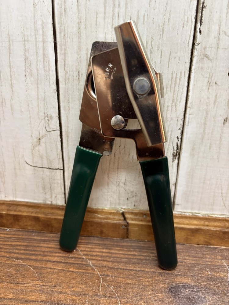 VTG Swing-A-Way Manual Can Opener Dark Green Grips Handles Bottle Opener 7” USA