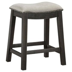Coaster Elliston 24.25 in Dark Grey Beige Counter Height Saddle Bar Stools 2pc