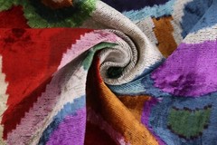 Abstract Velvet Pillow 16×24 – Multicolor Ikat, Handcrafted Luxury
