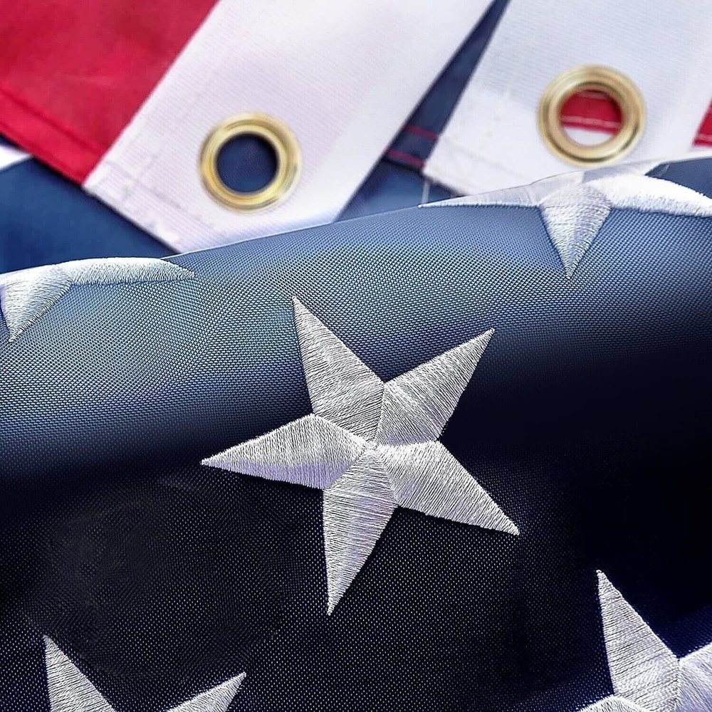 US American Flag Heavy Duty Luxury Embroidered Stars Sewn Stripes Grommets Nylon