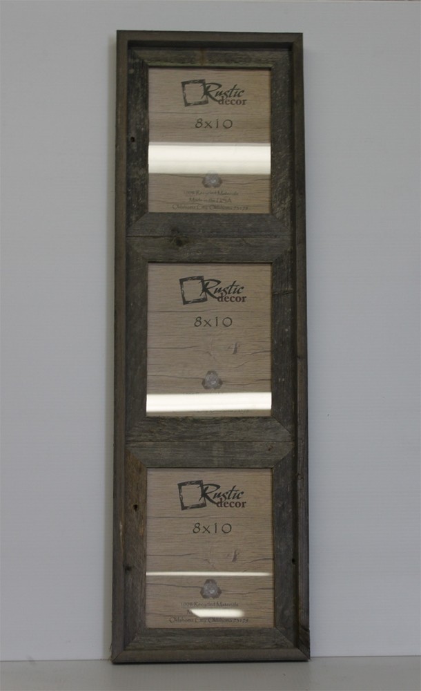 8×10-2.5″ Wide Reclaimed Rustic Barn Wood Vertical Collage Frame. Holds 3 Photos