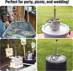 8” Keg Tap Beer Keg Party Pump, D System Beer Taps for Kegs, Kegerator Stainless
