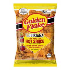 Golden Flake Pork Skins Louisiana Hot Sauce 4pk.
