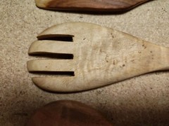 3 PC Indian Neem Wood Ladle, Spatula, Fork, Naturally Non Stick, 12″, Handcarved