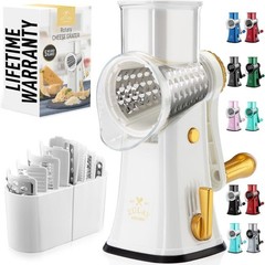 Manual Rotary Cheese Grater 5 Blade Shredder & Vegetable Slicer
