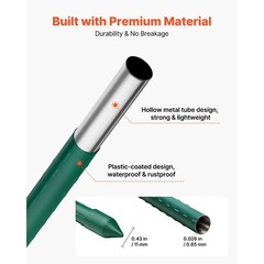 Garden Stakes, 50 Pack, 46.06 inch, Plastic-Coated Metal Plant Supports, Durable