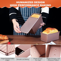 2 Pack Pullman Loaf Pan with Lid, 1 lb/0.5 lb Dough Capacity, Premium Non-Stick