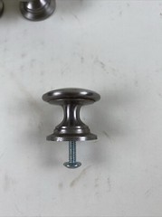 Round Brushed Nickel Silver Cabinet Drawer Knob Pull Handle – Lot of 24