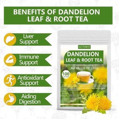 Dandelion Tea 100-Leaf & Root Herbal Tea Bags for Liver & Kidney Health Detox
