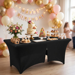 6FT Rectangular Spandex Table Cover Stretch Fitted Tablecloth for Vendor Wedding