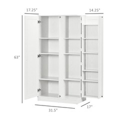 HOMCOM 63″ Kitchen Pantry Cabinet White, Refurbished
