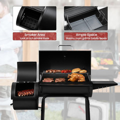 CC1830S BBQ Charcoal Grill and Offset Smoker | 823 Square Inch Cooking Surface,