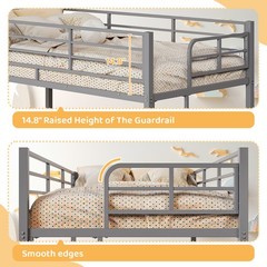 Twin Over Twin Bunk Bed Heavy Duty Metal Bunk Bed Frame for Adults Teens Black