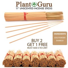 100 UNSCENTED Incense Sticks 11″ – 100% Natural Light Brown Joss Wood Punk Bulk