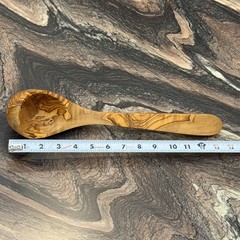 14″ Olive Wood Ladle Handmade in Tunisia, Gorgeous Unique Wood Characteristics