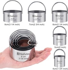 Biscuit Cutter Set Round Cookie Cutters with Handle 5 Pieces Stainless Steel New