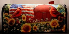 Magnetic Patriotic Cardinals Mailbox Cover – July 4th /anytime ( 21″ x 18″)