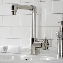 Kingston Brass KS144RXPN Belknap Bathroom Faucet, Polished Nickel, Deck Mounted