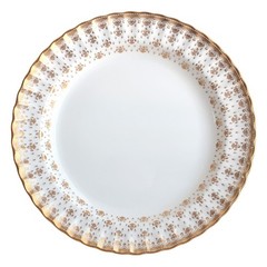 Spode BONE CHINA Gold Fleur De Lys Dishes – Large 12.5″ Round Serving Platter