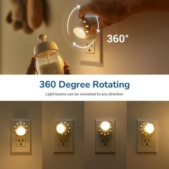 DEWENWILS Plug in Light Sensor Night Light Warm White LED Bedroom Lights 4 Pack