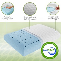Cooling Memory Foam Pillow with Pillowcase – Neck Support for Side Sleepers