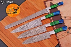 Custom Handmade CHEF KNIFE Set Kitchen Knives Cutlery Forged Damascus Steel 1232