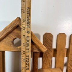 Vintage Wooden Shelf Picket Fence Bird House Trinket Shelves 26.5″ w x 15″ h