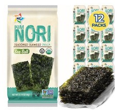 Organic Seasoned Roasted Seaweed Snacks 12 PK Sea Salt. Kim Nori