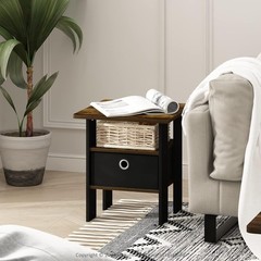 Contemporary Amber Pine Side Table with Open Shelves – Perfect for Any Room