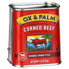 Ox & Palm Corned Beef original chunky Style in Tapered Can 11.5 oz can.